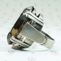 Mid Century Modern Silver and Quartz Statement Ring