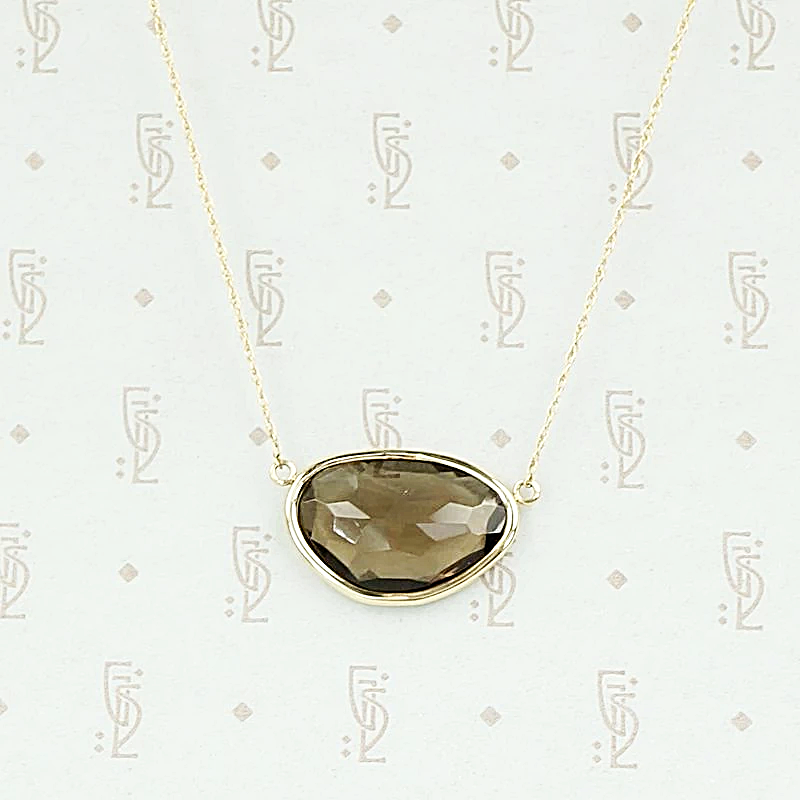 Smoky Quartz in 14k Yellow Gold Necklace by 720