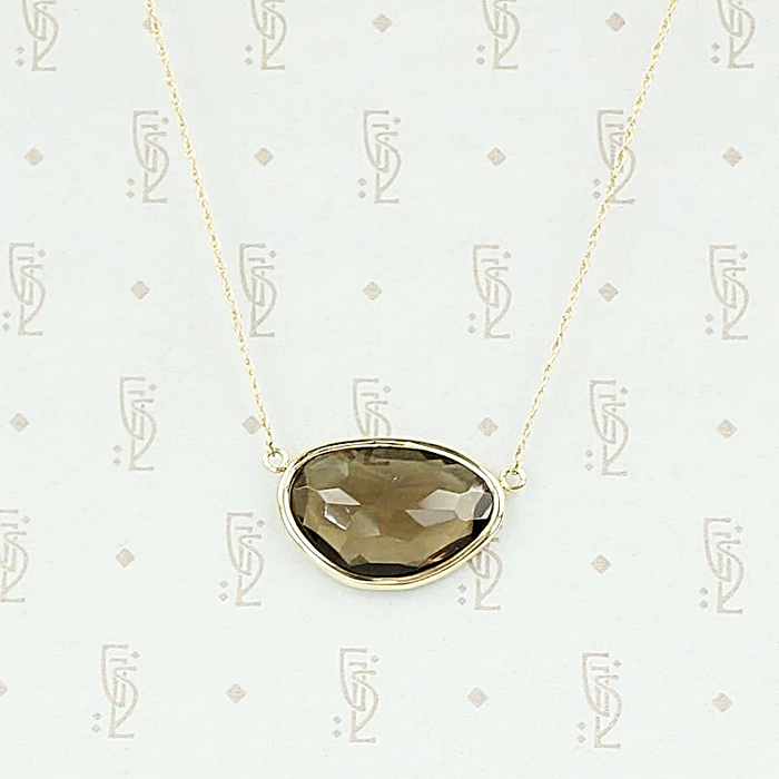 Smoky Quartz in 14k Yellow Gold Necklace by 720