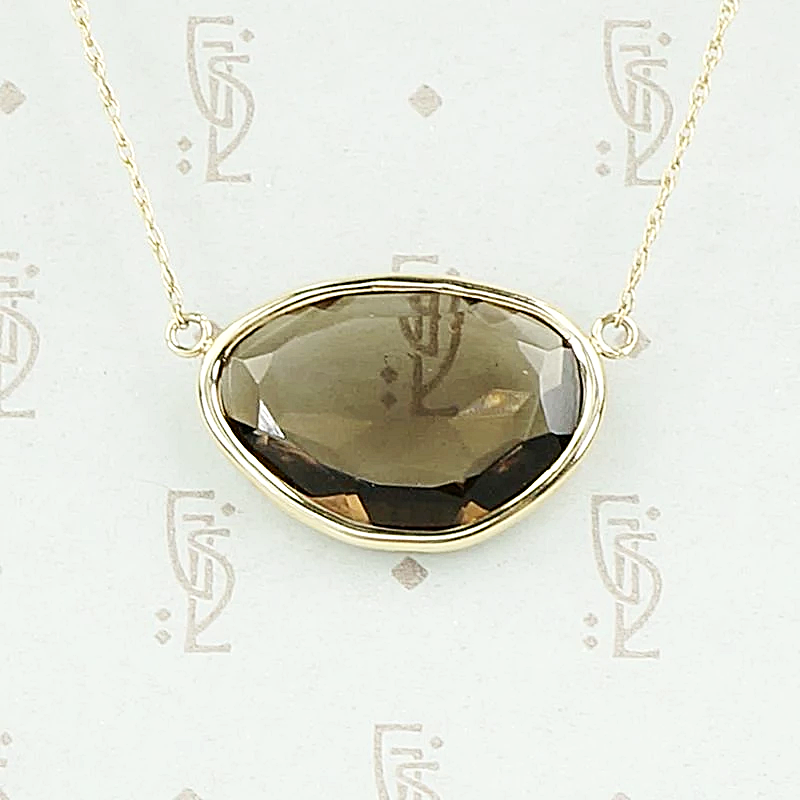 Smoky Quartz in 14k Yellow Gold Necklace by 720