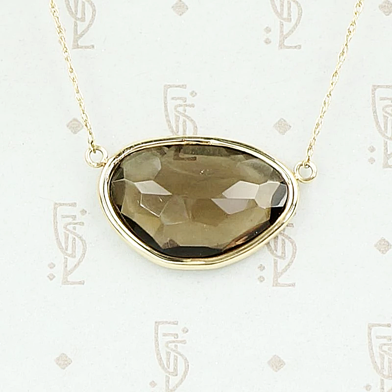 Smoky Quartz in 14k Yellow Gold Necklace by 720