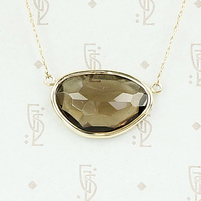 Smoky Quartz in 14k Yellow Gold Necklace by 720
