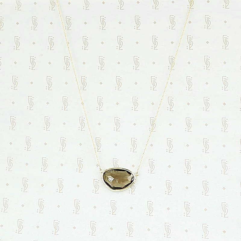 Smoky Quartz in 14k Yellow Gold Necklace by 720