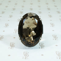 Mid Century Modern Silver and Quartz Statement Ring