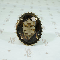 Mod 1960's 14k Smoky Quartz Cocktail Ring