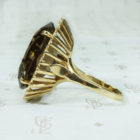 Mod 1960's 14k Smoky Quartz Cocktail Ring