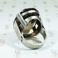 Mid Century Modern Silver and Quartz Statement Ring