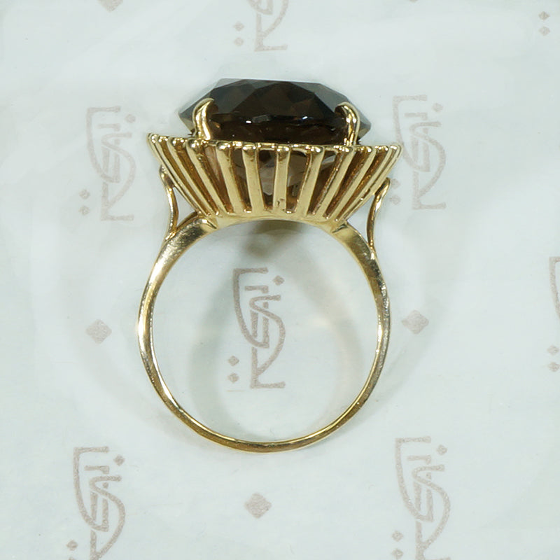 Mod 1960's 14k Smoky Quartz Cocktail Ring
