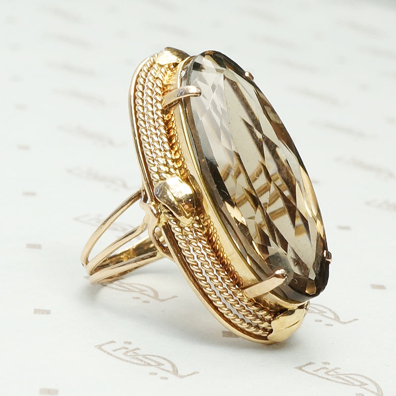 1960's Bold Smoky Quartz Statement Ring