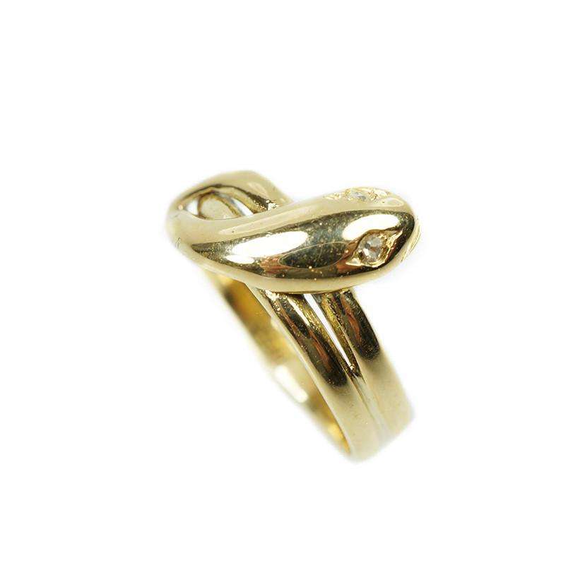 Victorian Snake ring with rose cut Diamond eyes