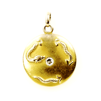 18k Yellow Gold Snake Locket set with a Rose Cut Diamond c1880