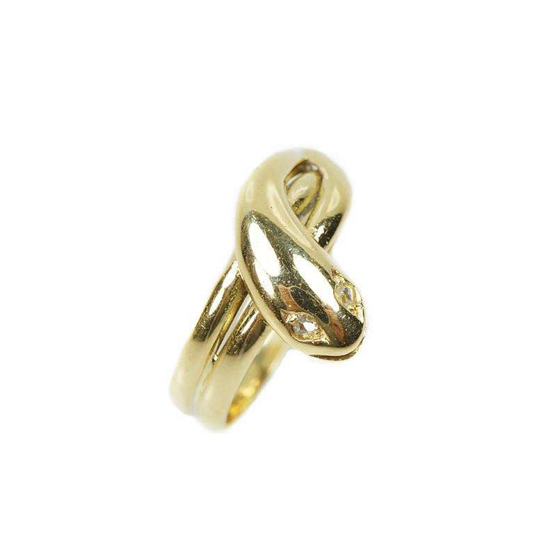 Victorian Snake ring with rose cut Diamond eyes