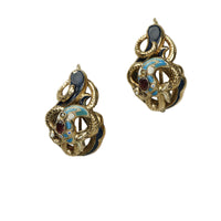Enameled Antique Snake Earrings
