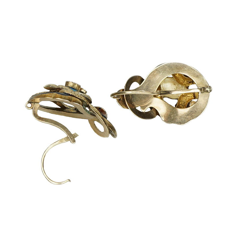 Enameled Antique Snake Earrings