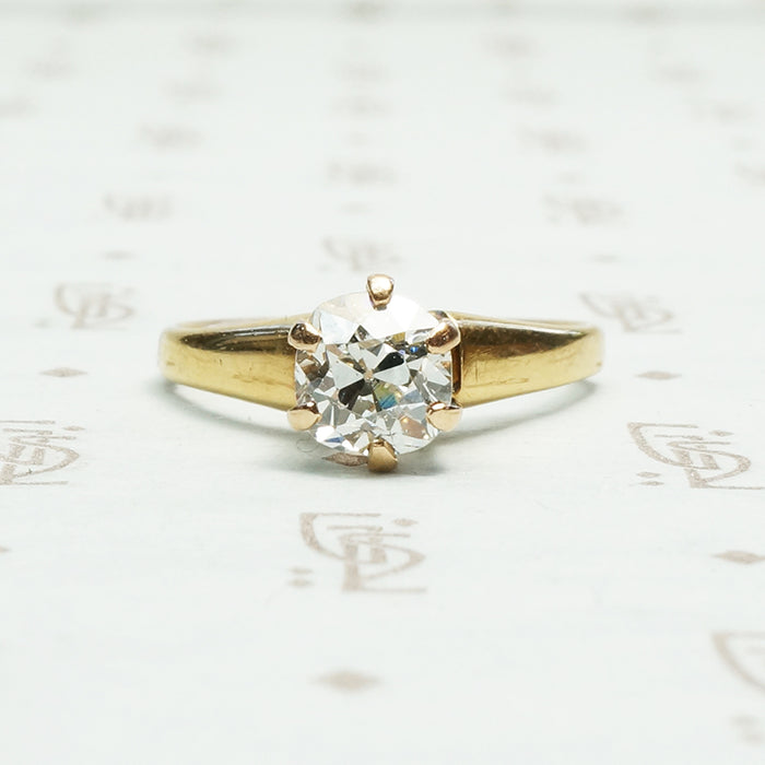 SI1 1.11 carat white omc diamond solitaire in 14k rose and yellow gold