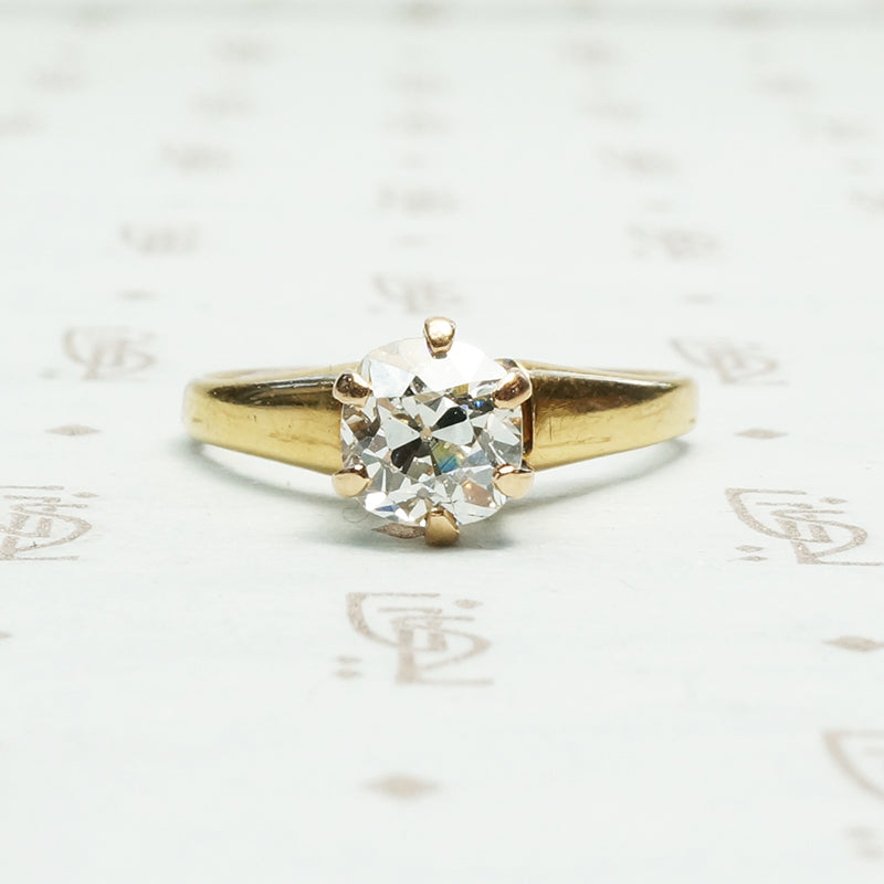 SI1 1.11 carat white omc diamond solitaire in 14k rose and yellow gold