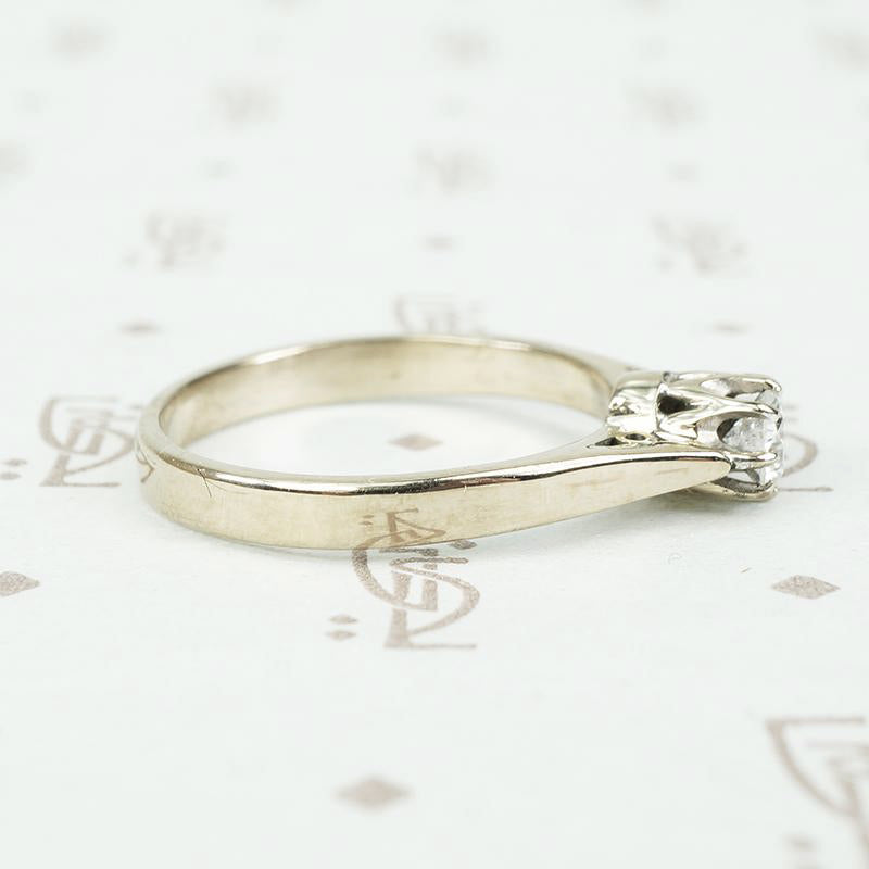Midcentury Sparkling Diamond Solitaire Ring
