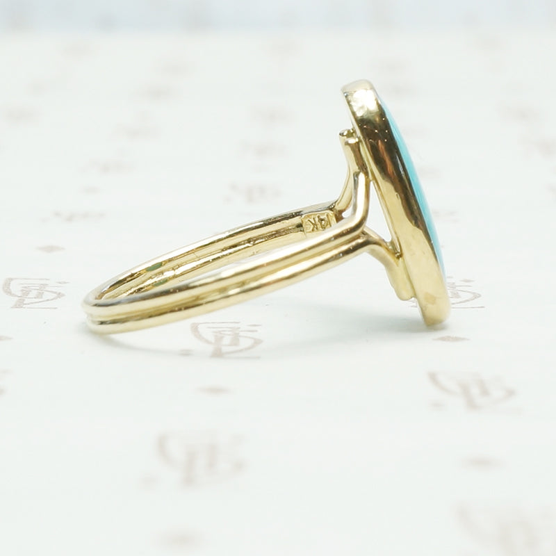 The Summer Sky Turquoise and Recycled Gold Ring