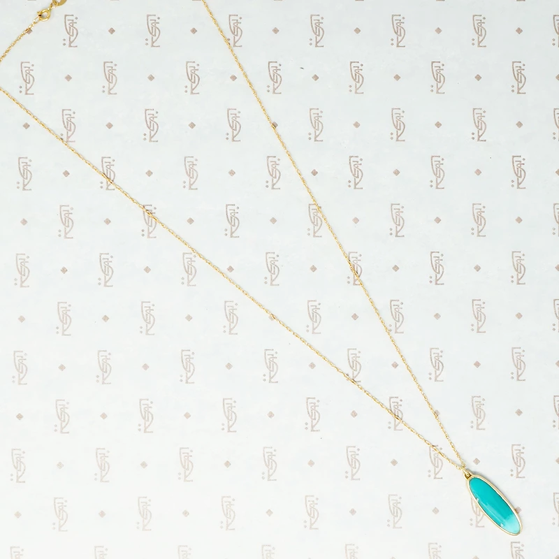 vintage turquoise in recycled gold pendant