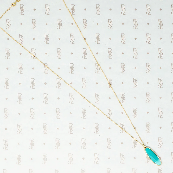 vintage turquoise in recycled gold pendant