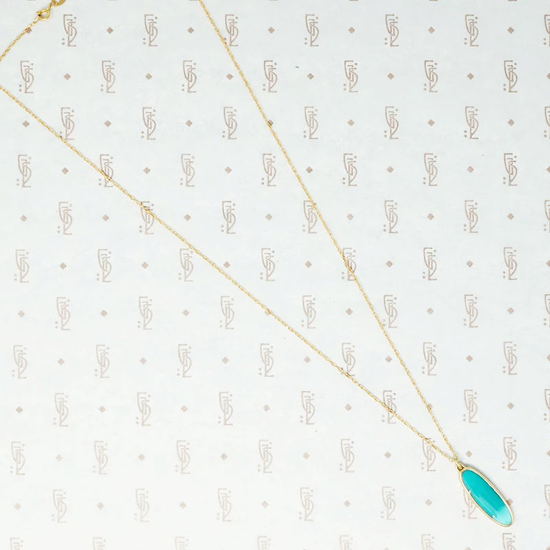 vintage turquoise in recycled gold pendant
