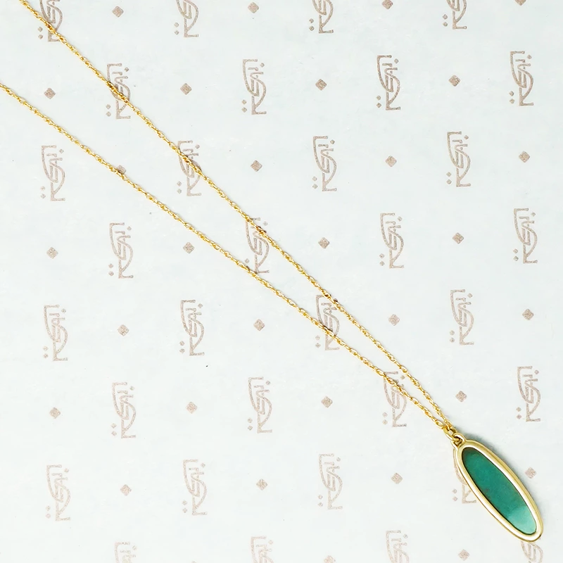 vintage turquoise in recycled gold pendant