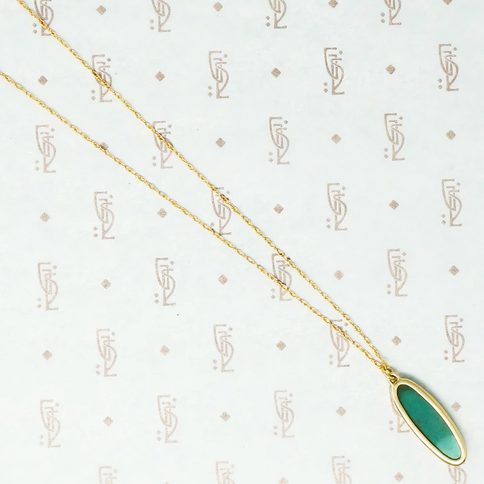 vintage turquoise in recycled gold pendant