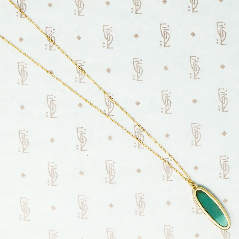 vintage turquoise in recycled gold pendant