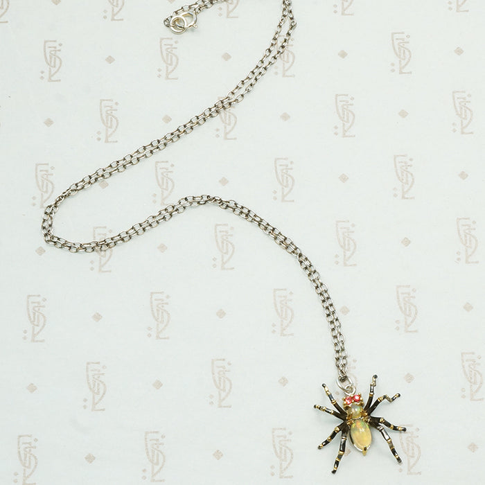 Sterling and Opal Spider Pendant