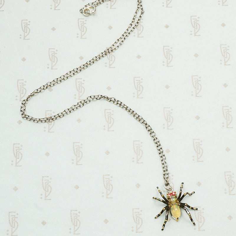 Sterling and Opal Spider Pendant