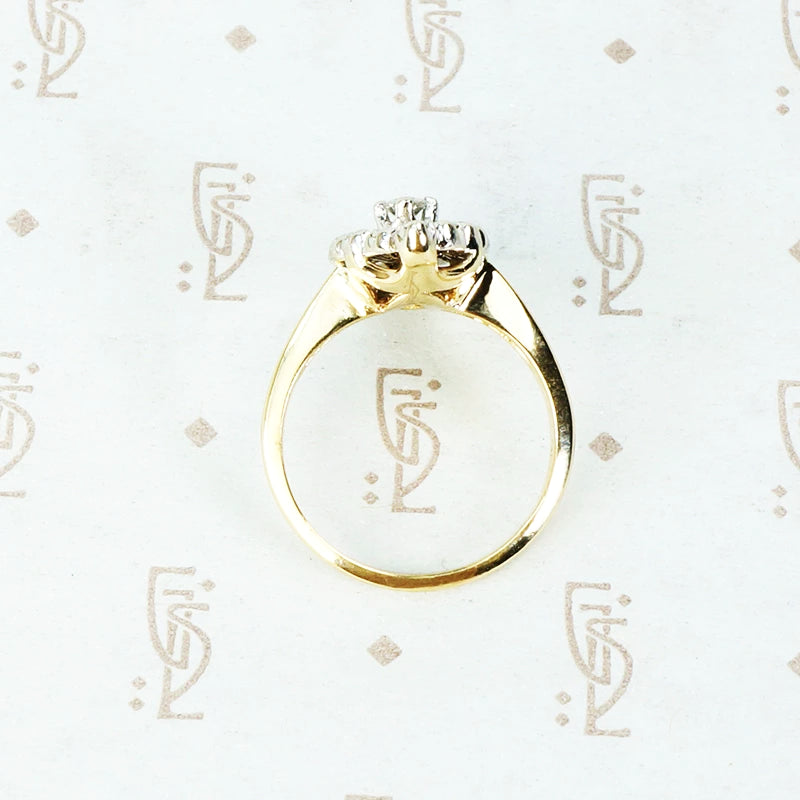 Two Tone Vintage Marquise Shaped Diamond Ring