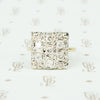 2 tone 14k gold square vintage ring set with round diamonds