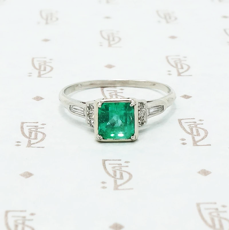 platinum emerald engagement ring