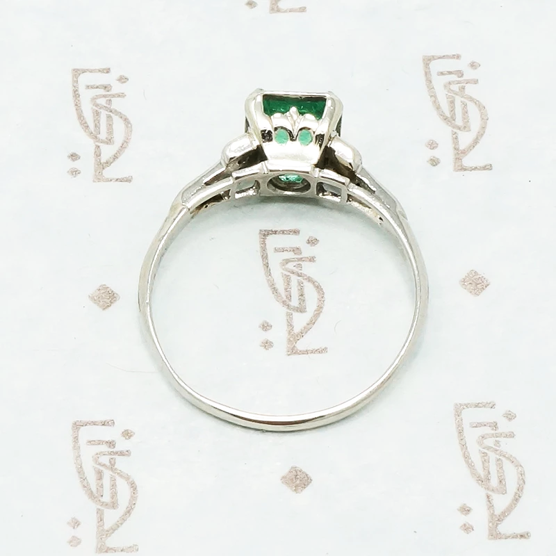 Rich Green Square Emerald and Diamond Ring
