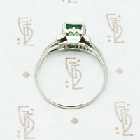 Rich Green Square Emerald and Diamond Ring
