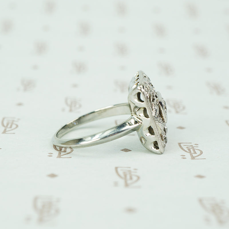 Fab Square Art Deco OEC Diamond Ring