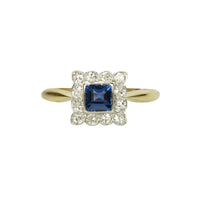 Square Sapphire Surrounded by Diamonds - Gem Set Love