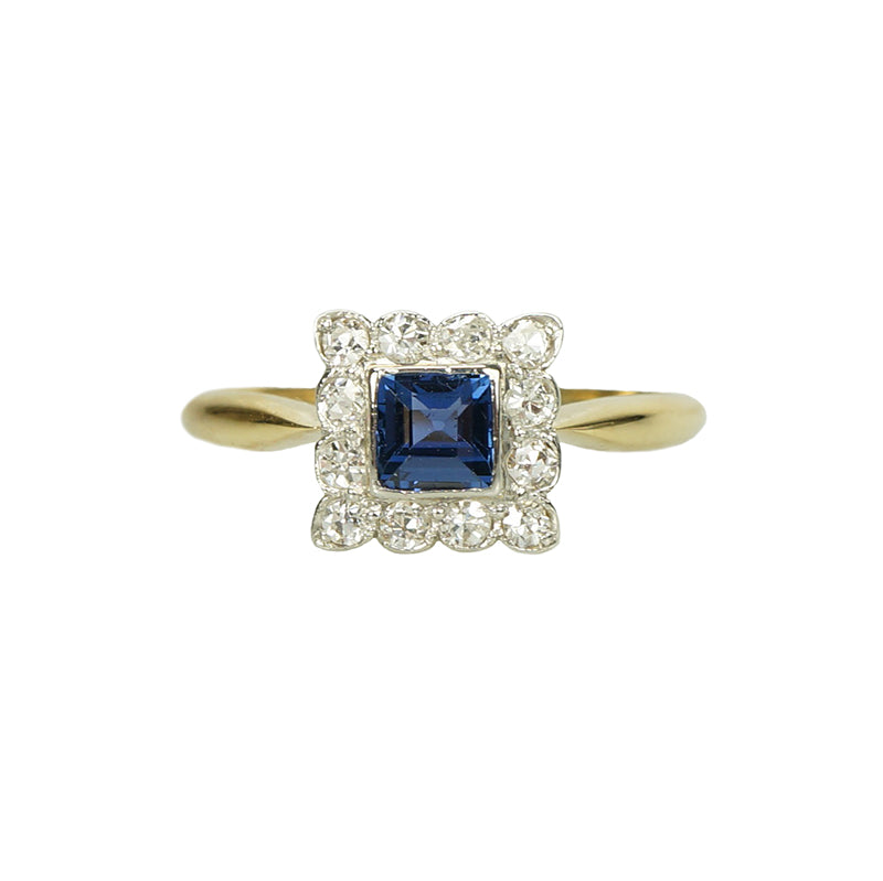 Square Sapphire Surrounded by Diamonds - Gem Set Love