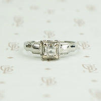 Square Step Cut Deco Diamond Engagement Ring