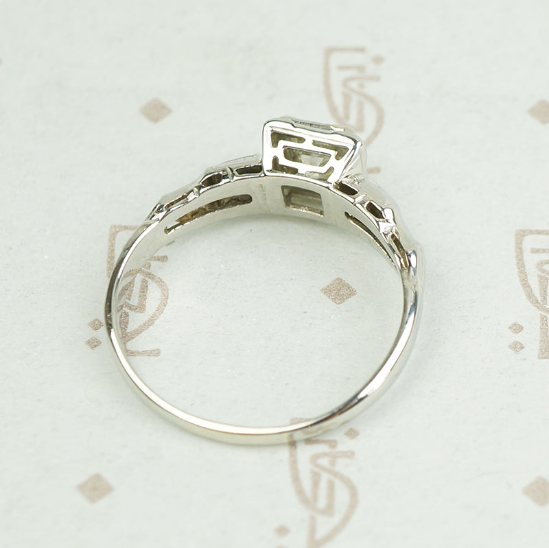 Square Step Cut Deco Diamond Engagement Ring