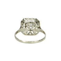 Edwardian Platinum Rose and Mine Cut Diamond Ring - Gem Set Love