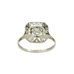 Edwardian Platinum Rose and Mine Cut Diamond Ring - Gem Set Love