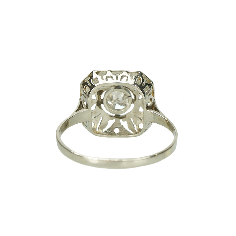 Edwardian Platinum Rose and Mine Cut Diamond Ring - Gem Set Love