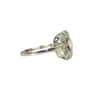 Edwardian Platinum Rose and Mine Cut Diamond Ring - Gem Set Love