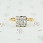 square diamond set ring vintage