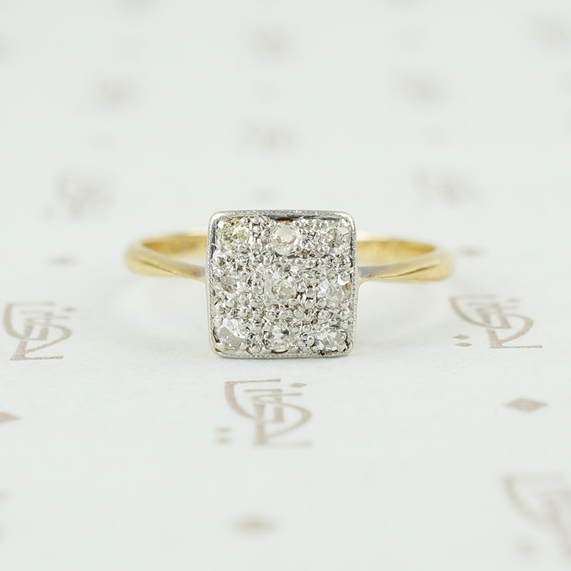 square diamond set ring vintage