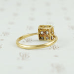 back view of vintage diamond set square ring