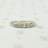 Deco Platinum and Diamond Step Band