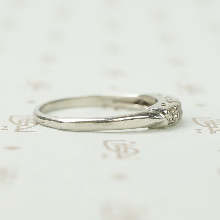 Deco Platinum and Diamond Step Band