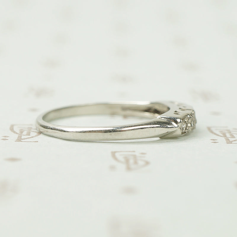 Deco Platinum and Diamond Step Band